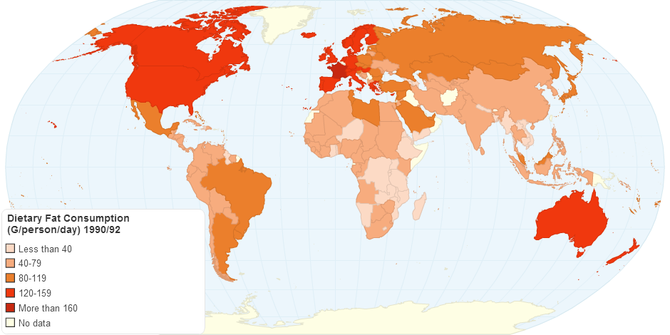 Dietary Fat Consumption Gpersonday 1990 92