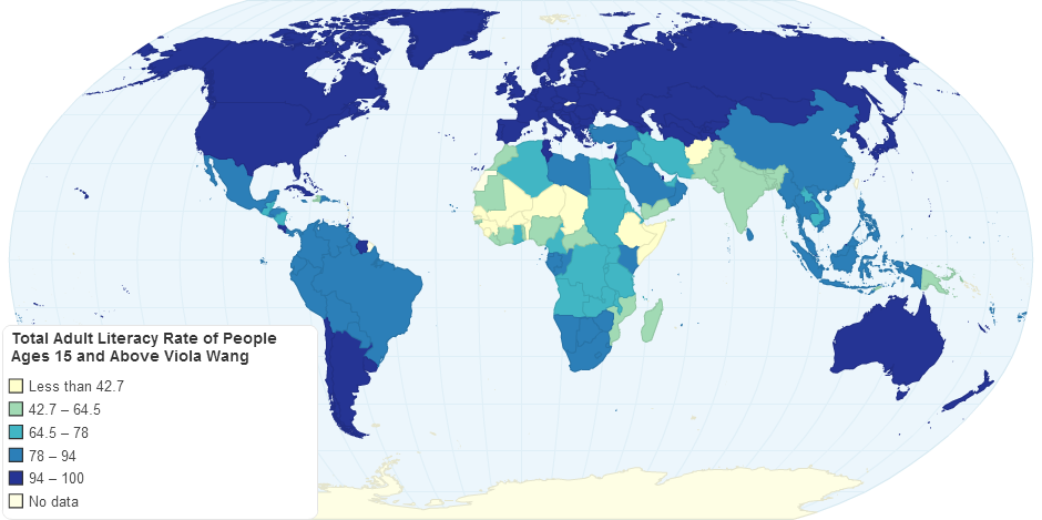 Total Adult Literacy Rate of People Ages 15 and Above Viola Wang
