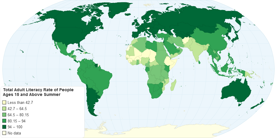 Total Adult Literacy Rate of People Ages 15 and Above  Summer