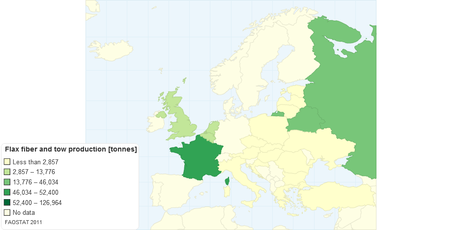 Flax fiber and tow production [tonnes] 2011 Europe