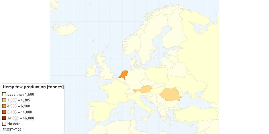 Hemp tow production in Europe 2011