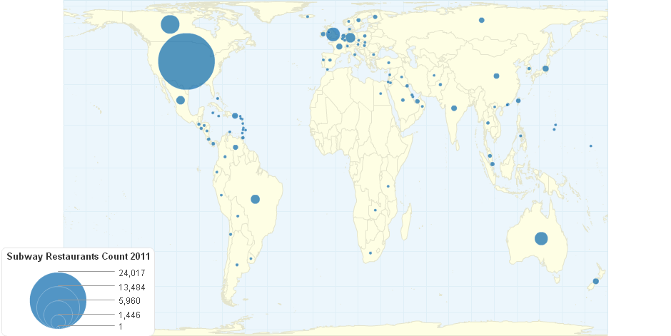 Subway Restaurants Count 2011