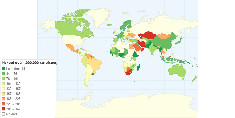 List of Countries by Deaths Per 1000000 People