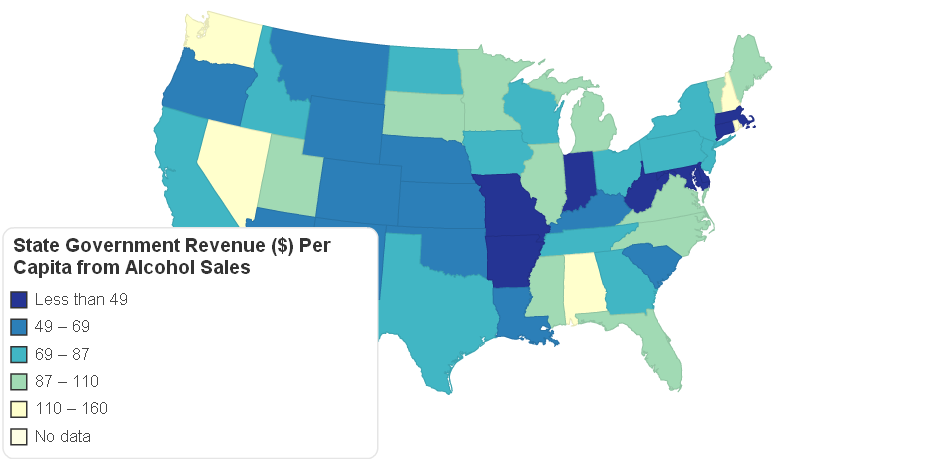 Dollars Per Capita from Alcohol Tax Revenue