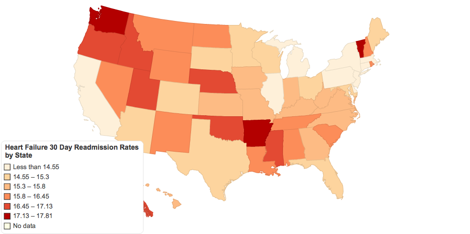Heart Failure 30 Day Readmission Rates by State
