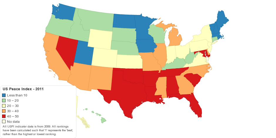 United States Peace Index 2011 - Ranking