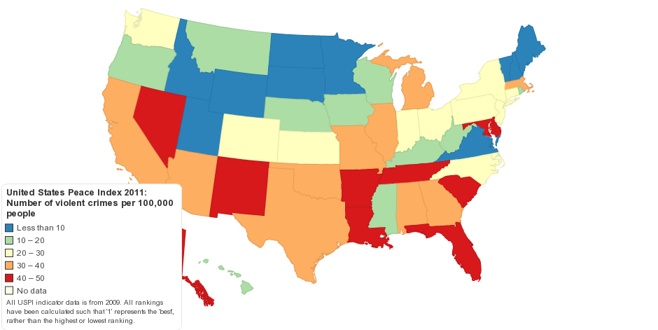 United States Peace Index 2011: Violent Crime Ranking