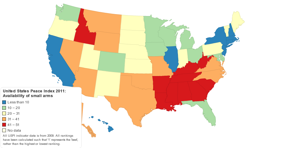 United States Peace Index 2011: Access to Small Arms Ranking