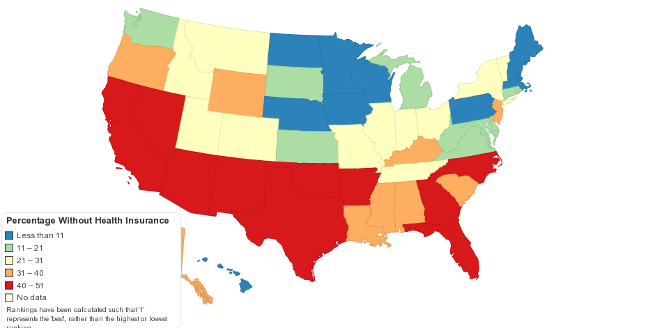 Percentage Without Health Insurance