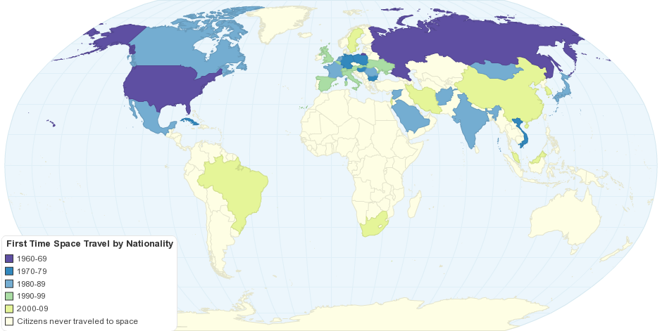 First Time Space Travel by Nationality