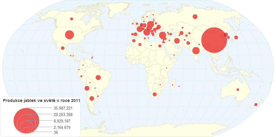 Produkce jablek ve světě v roce 2011