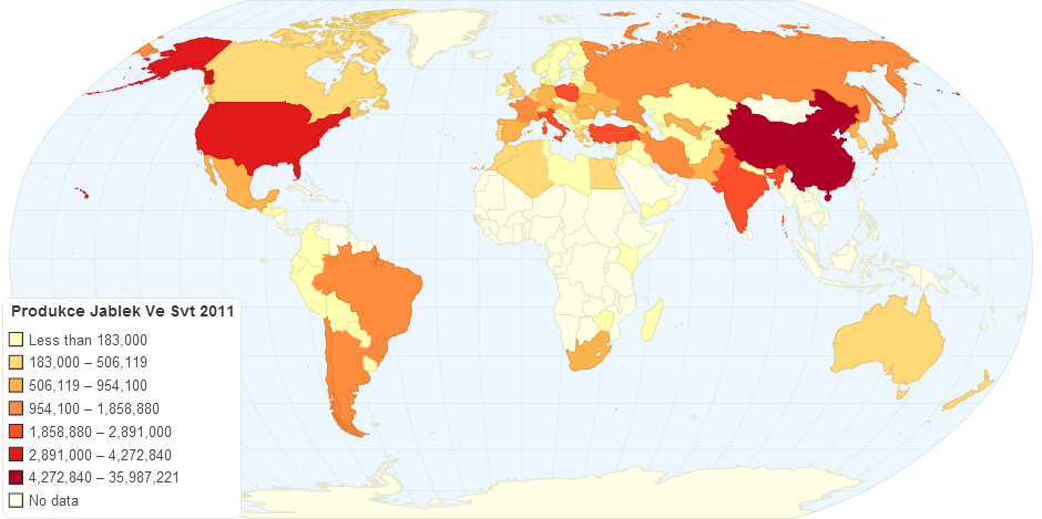Produkce Jablek ve světě 2011