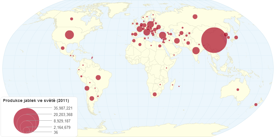Produkce jablek ve světě (2011)