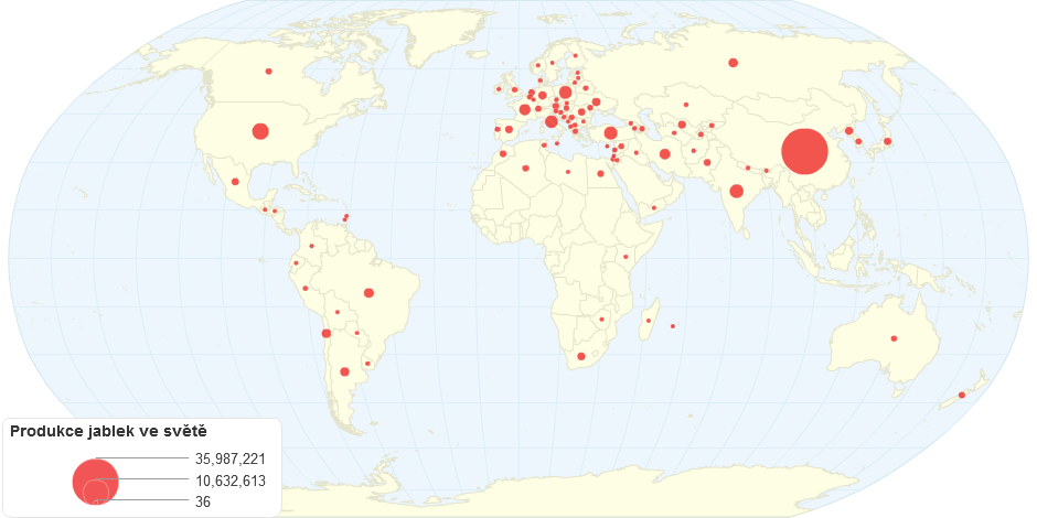 produkce jablek ve světě v roce 2011
