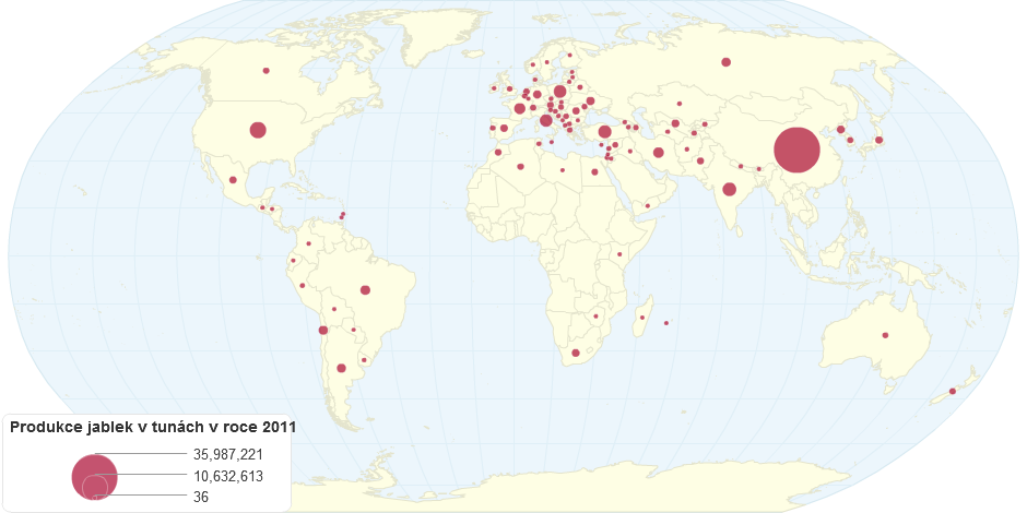 Produkce jablek ve světě v roce 2011