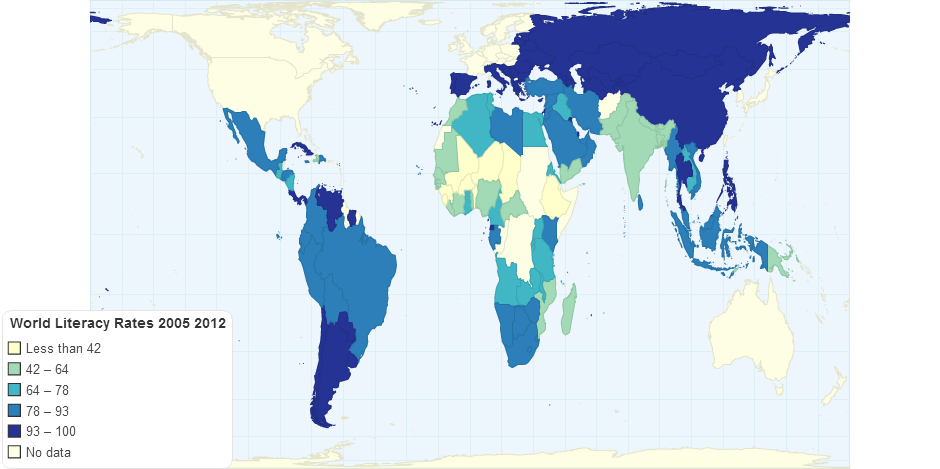 world literacy rate map