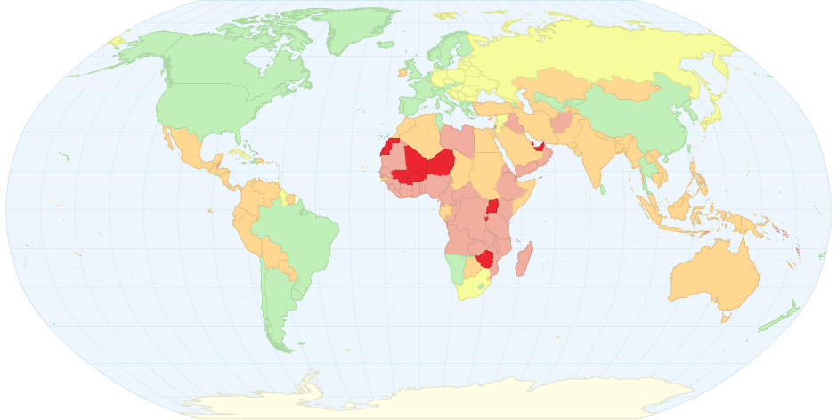 Tasa de Crecimiento Poblacional por Paises (Est. 2012)