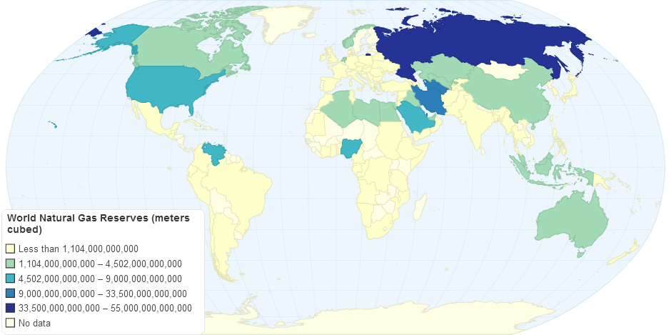 World Natural Gas Reserves (meters cubed)