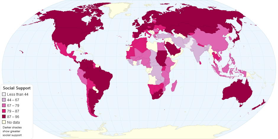 Social Support Levels Worldwide