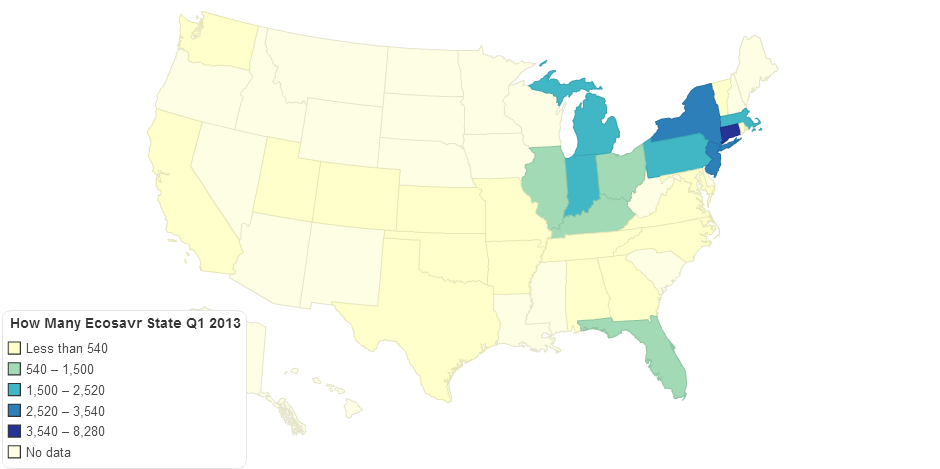 How Many Ecosavr Per State? Q1 2013