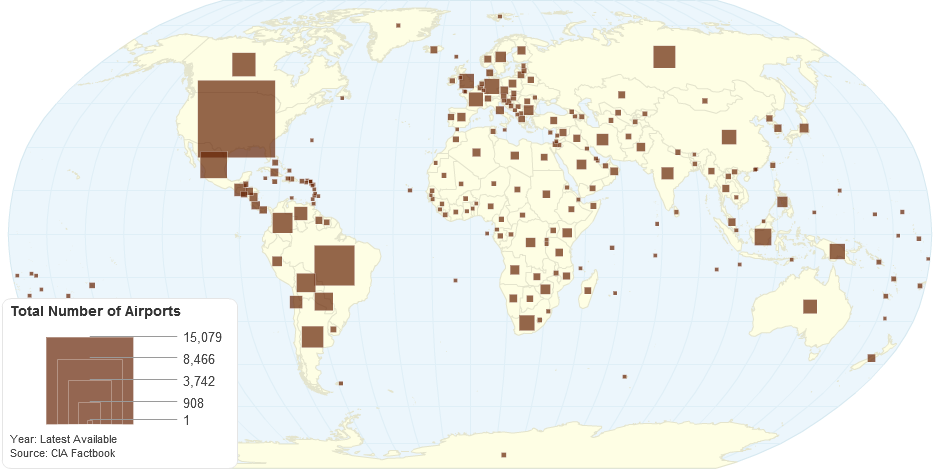 How many airports in the world?