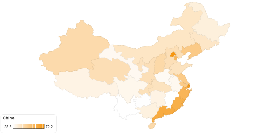 Percentage of Local Population with Internet Access in China