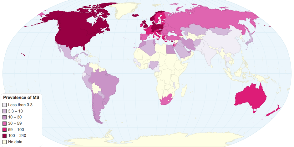 Prevalence of MS 2008