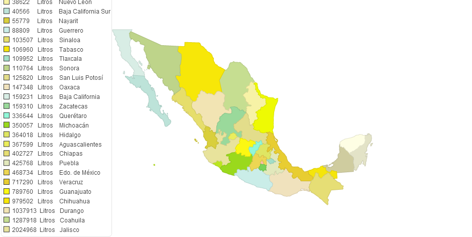 Producción Lechera en México para el año 2012, en miles de litros
