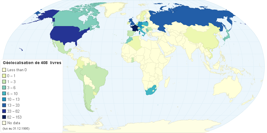 Géolocalisation de 408 livres lus