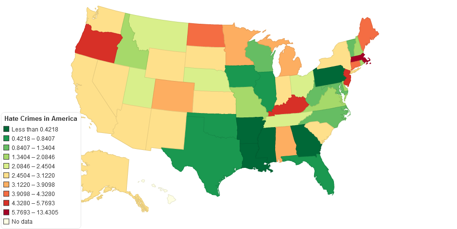 2011 Hate Crime Rate in America Per 100,000 People