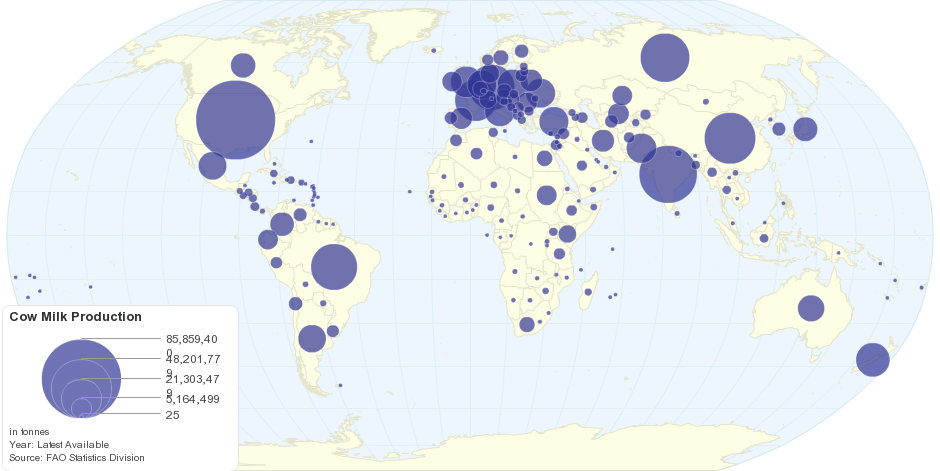 Current Worldwide Cow Milk Production
