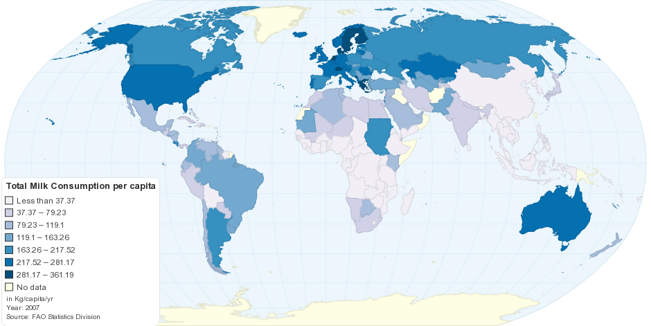Current Worldwide Total Milk Consumption per capita