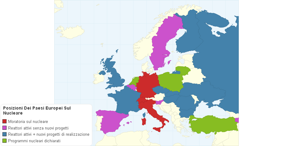 Posizioni Dei Paesi Europei Sul Nucleare al 31 maggio 2011