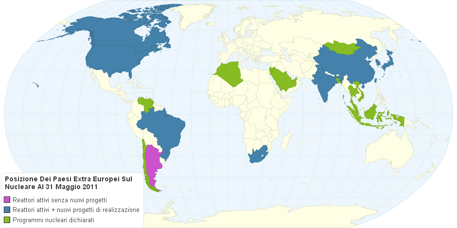 Posizione Dei Paesi Extra Europei Sul Nucleare Al 31 Maggio 2011