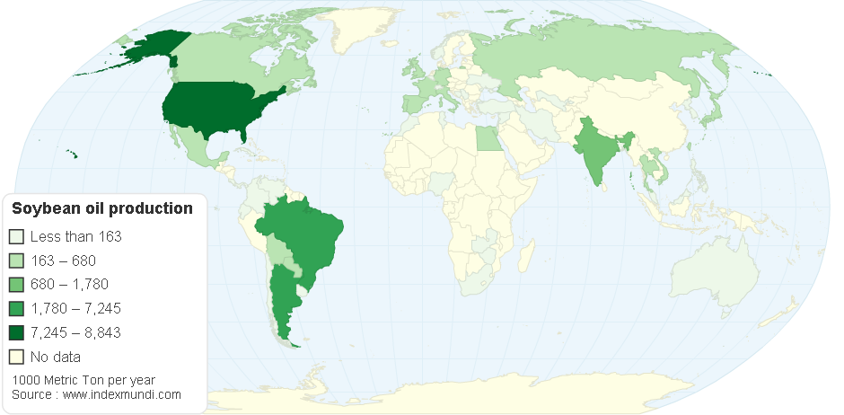 Répartition De La Production D'huile De Soja Dans Le Monde