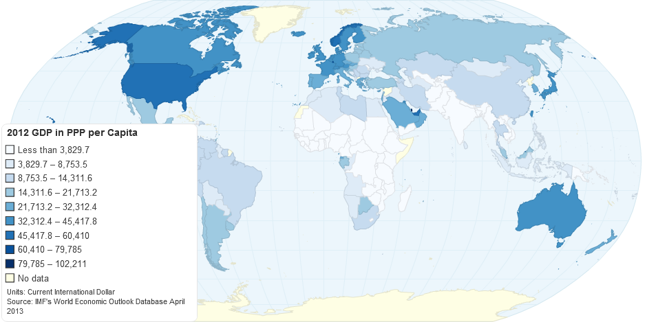 2012 GDP in PPP per capita