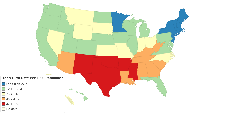 Teen Birth Rate Per 1000 Population