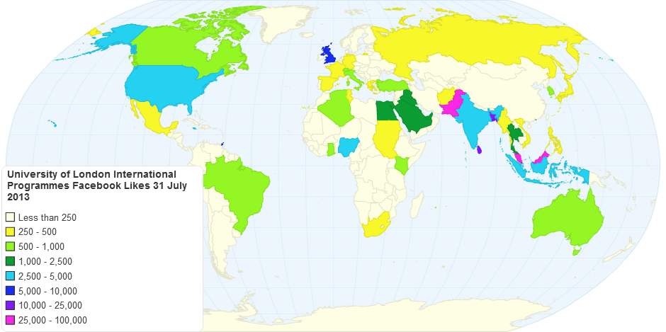 University of London International Programmes Facebook Likes 31 July 2013