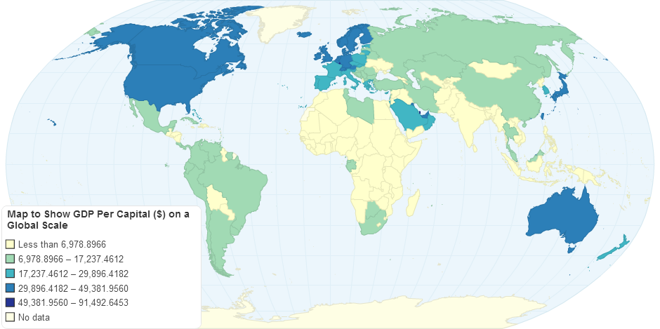 Map to Show Gdp Per Capita on a Global Scale