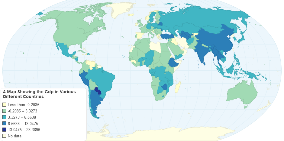A Map Showing the Gdp in Various Different Countries