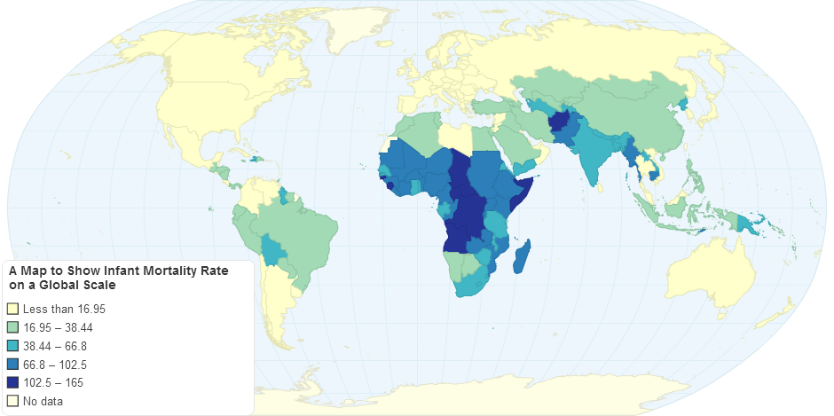 A Map to Show Infant Mortality Rate on a Global Scale