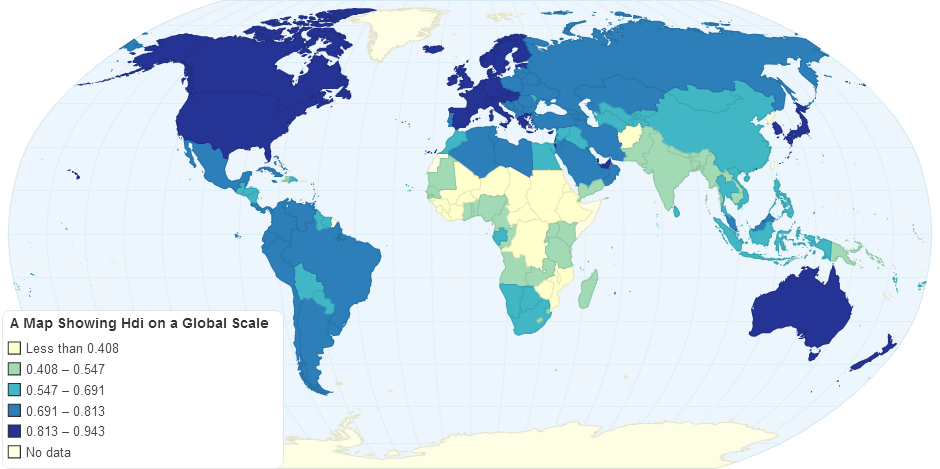 A Map Showing Hdi on a Global Scale