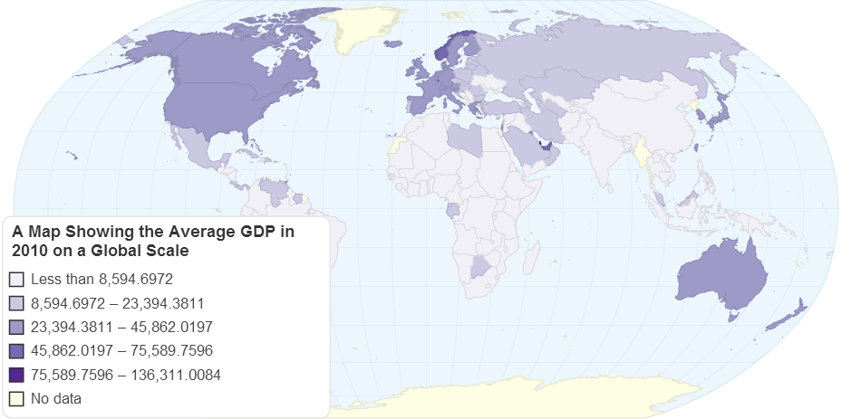 A Map Showing the Average Gdp in 2010 on a Global Scale