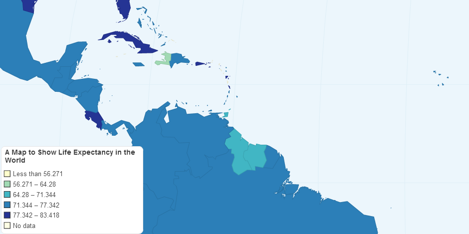 A Map to Show Life Expectancy in the World