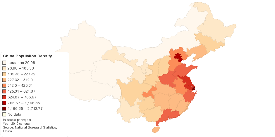 Current The People S Republic Of China Population Density