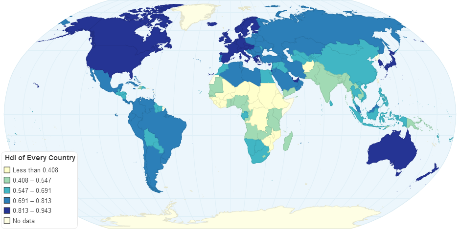 Hdi of Every Country