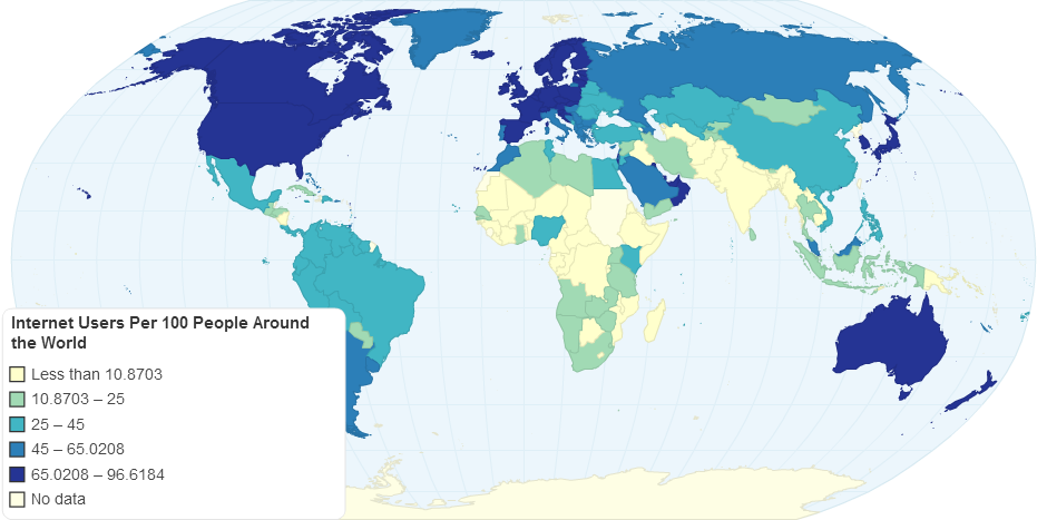 Internet Users Per 100 People Around the World