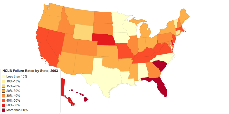 NCLB Failure Rates by State and Grade 2003