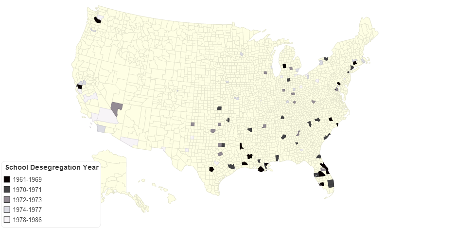School Desegregation by County and Year