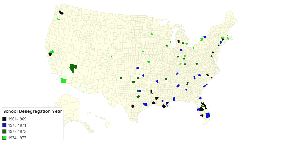 School Desegregation by County, 1961-1977